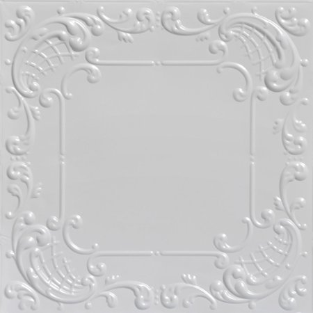 FROM PLAIN TO BEAUTIFUL IN HOURS Baby's Breath 2 ft. x 2 ft. Decorative Faux Tin Lay-in Ceiling Tile in White (48 sq. ft./case), 12PK SKPC515-wh-24x24-D-12
